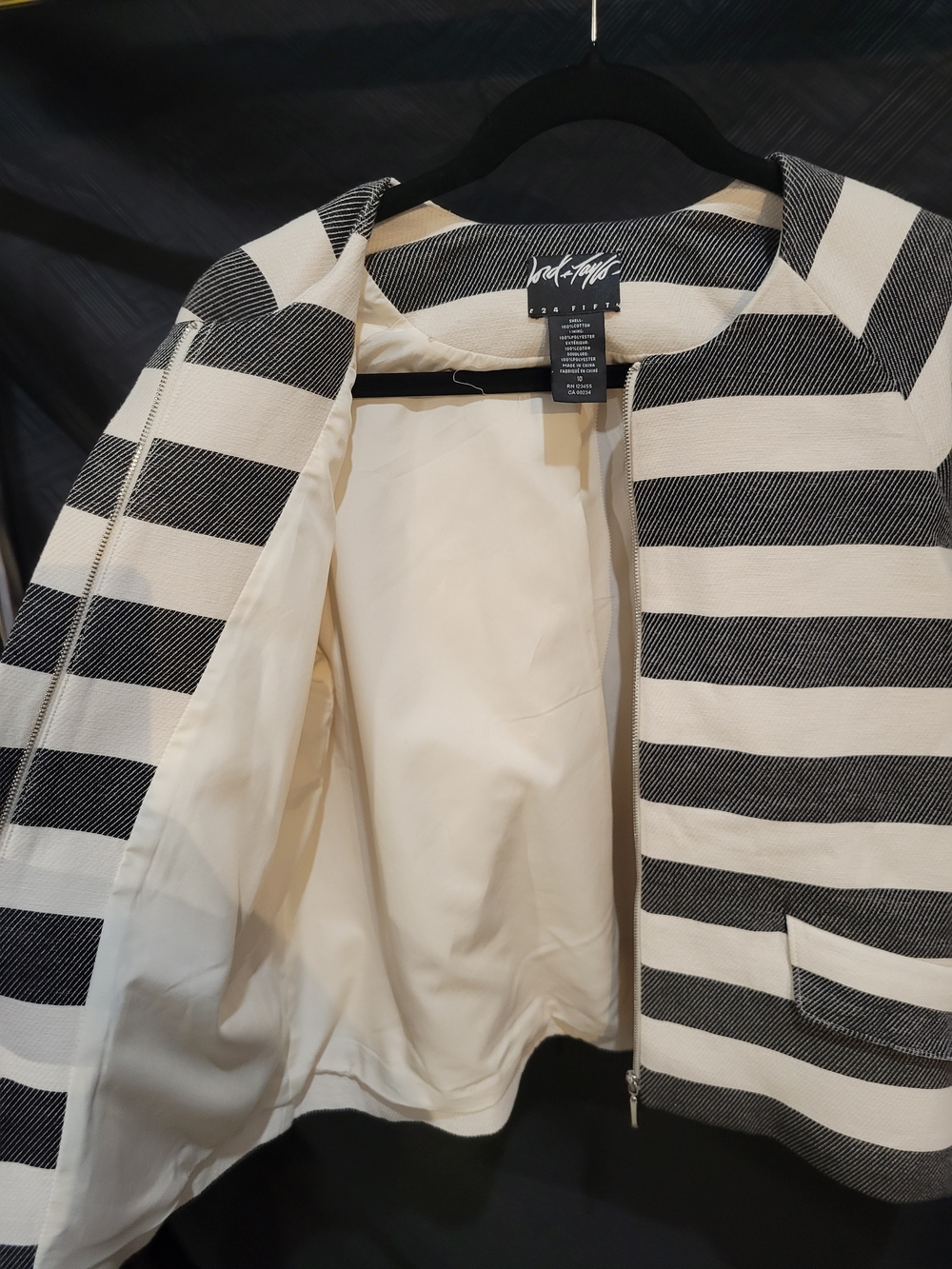 Lord & Taylor Black and White Striped Jacket - Picture 8 of 9